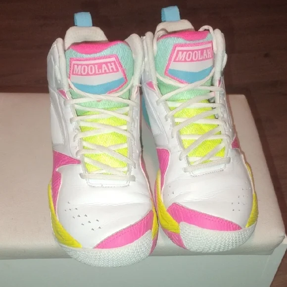 Moolah Girls High-Top Sneakers - White, Pink, Yellow Size 6.5y - Picture 1 of 11